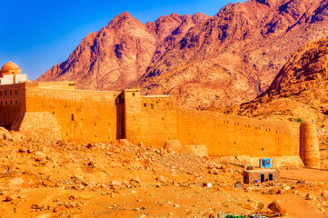 Wall Mural - Saint Catherine's Monastery at Mount Sinai, traditionally known as Jabal Musa, at Sinai Peninsula of Egypt.
