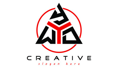 WYD three letter creative triangle shape in circle logo design vector template. typography logo | Letter mark logo | initial logo | wordmark logo | minimalist logo | gaming logo | emblem logo