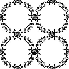 Poster - Background with circular floral patterns. Black ornament. Vector floral pattern for fabric, ceramic tile or wrapping paper design.