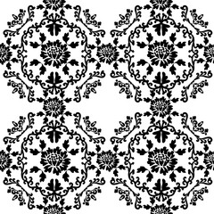 Poster - Seamless old fashioned floral pattern. Vector victorian ornament with flowers for fabric design, ceramic tile or wallpaper.