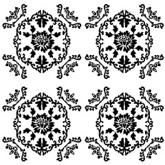 Poster - Seamless vintage Victorian floral pattern for tile or wallpaper. Black and white. Vector illustration.