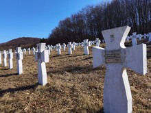 Lviv Region, Ukraine, March 21, 2022: Military Cemetery Of Ukrainian Soldiers Of 1st Galician Division Who Died In The World War II In Battle Of Brody