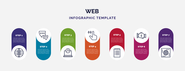 Aufkleber - infographic template with icons and 7 options or steps. infographic for web concept. included news, 