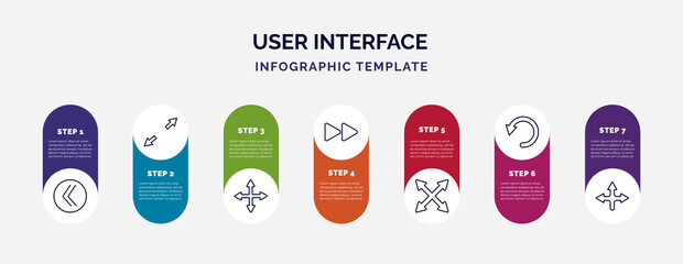 Poster - infographic template with icons and 7 options or steps. infographic for user interface concept. included double arrows, scale arrows, four expand arrows, forward button, expand button, reload