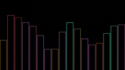 Poster - Contour lines of equalizer. Design. Colorful stripes move in musical beat on black background. Simple lines move in style of equalizer