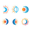 Set of Sun, Moon and crescent Vector graphic 