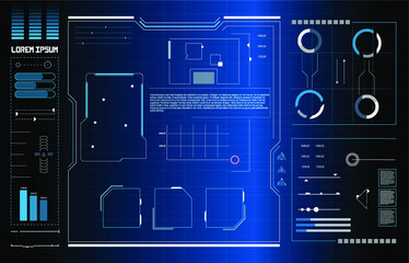 Poster - Futuristic Vector HUD Interface Screen Design. Digital callouts titles. HUD UI GUI futuristic user interface screen elements set. High tech screen for video game. Sci-fi concept design.	
