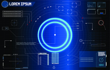 Poster - Futuristic Vector HUD Interface Screen Design. Digital callouts titles. HUD UI GUI futuristic user interface screen elements set. High tech screen for video game. Sci-fi concept design.	
