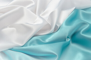 Wall Mural - white and blue satin fabric for background