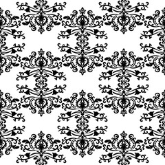 Poster - Seamless damask wallpaper for home decor. Black and white. Vector illustration.