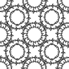 Poster - Circular floral ornaments. Seamless abstract pattern. Black and white. Vector illustration.