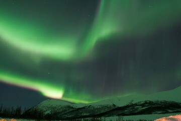 aurora borealis over the mountains