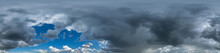 Dark Sky With Beautiful Black Clouds Before Storm. Seamless Hdri Panorama 360 Degrees Angle View With Zenith Without Ground For Use In 3d Graphics Or Game Development As Sky Dome Or Edit Drone Shot
