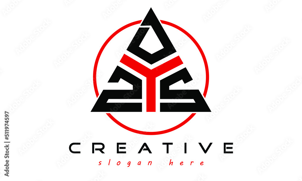 ZDS three letter creative triangle shape in circle logo design vector ...