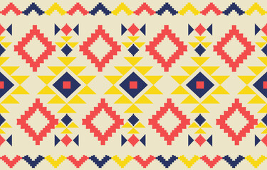 Wall Mural - colorful Geometric oriental tribal ethnic pattern traditional background Design for carpet,wallpaper,clothing,wrapping,batik,fabric,Vector illustration embroidery style.