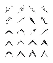 Vector Illustration Collection Of Abstract, Circular, Irregular Arrow Shapes. To Be Used As A Graphic Design Element.