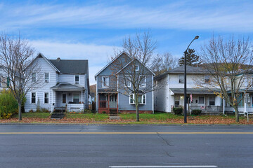 Poster - Street of traditional American clapboard houses