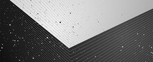 Contrast Black And White Minimal Background With Dots And Lines. Vector Banner Design