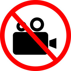 do not record video sign. using camera is not allowed image. video cam not allowed. flat style.