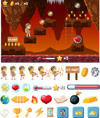 Wall Mural - Platform game interface design with icons isolated