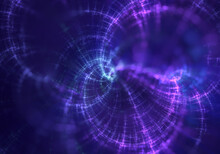 Abstract Blue And Purple Fractal Art Background.
