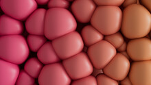 Pink And Orange 3D Soft Shapes Arranged To Create A Multicolored Abstract Wallpaper. 3D Render.  