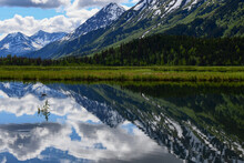 Mountain Landscape Reflecting In Tern Lake, Alaska.