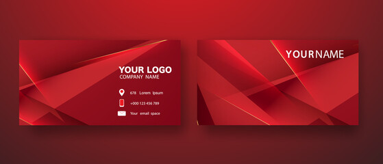 red modern creative business card and business card elegant landscape vector template design pattern