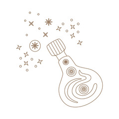 Sticker - Elements of Magic and celestial  designed in doodle style, brown lines on white background for card. Digital printing, scrapbooks, tattoos, t-shirt designs, stickers, and more.