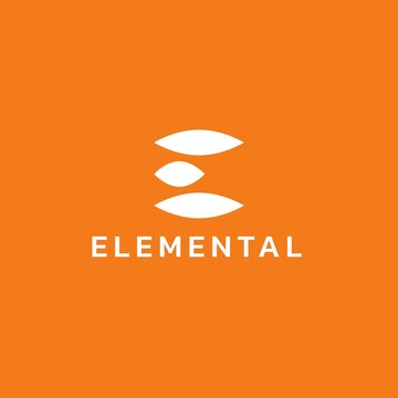 Abstract logo on orange background and forming letters.