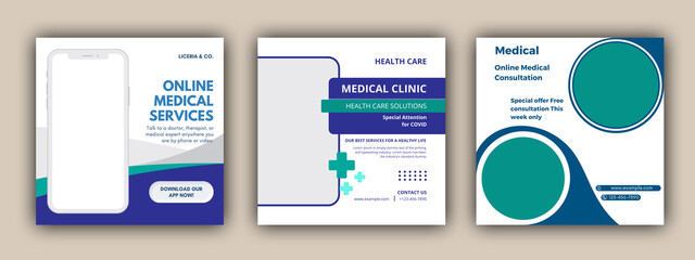 Medical Social Media Post Template, Editable Healthcare Social Media Banner Template. Social media post design template free vector. Anyone can use This Design Easily