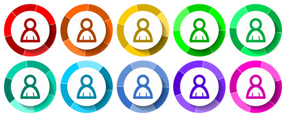 Poster - Human icon set, user flat design vector illustration in 10 colors options for mobile applications and webdesign