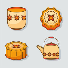 Poster - four chinese moon festival icons