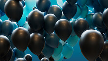 Colorful Celebration Balloons In Blue, Aqua And White. Contemporary Wallpaper.