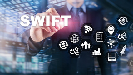 Wall Mural - SWIFT. Society for Worldwide Interbank Financial Telecommunications. International Payment. Business background