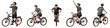 © Pixel-Shot - Set of male cyclist riding bicycle on white background