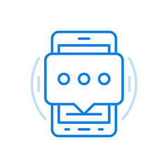 Poster - Waiting for online message vector line icon. Conversations via web chat social dialogues on screen