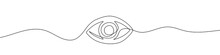 Linear Background Of Eye. One Continuous Line Drawing Of Human Eye. Vector Illustration. Eye Icon Isolated