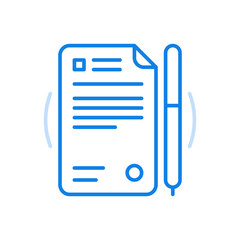 Poster - Filled in and signed document vector line icon. Contract legal with signature and partnership agreement licensed notes.