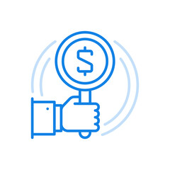 Poster - Marketing market analysis vector line icon. Statistics of growth and fall financial exchange rate.