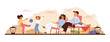 © Kudryavtsev - Family camping, camping, vector illumination in flat style on a white background.
