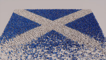 Scottish Flag Formed From A Crowd Of People. Banner Of Scotland On White.