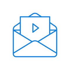 Poster - Media file by email vector line icon. Sending entertainment video and educational information.