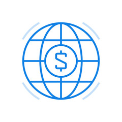 Poster - Global commerce transaction vector line icon. Economic worldwide investment and rich foreign exchange.