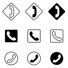 Wall Mural - Telephone icon set. Flat vector illustration