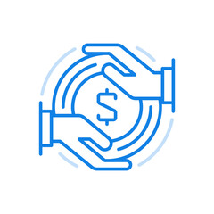Poster - Financial optimization vector line icon. Modern economic strategy for development of deposits