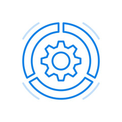 Poster - Rotating gear vector line icon. Progress communication and promotion of teamwork.