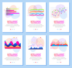 Poster - Intelligent technology hud interactive panel. Data screen with charts, diagrams. Futuristic ui infographics on white background. Diagram lines color chart, graph presentation. Annual financial report