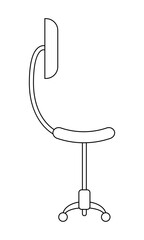 Fototapete - Ergonomic office chair with rollers semi flat color vector object. Posture improvement. Full sized item on white. Adjustable seat simple cartoon style illustration for web graphic design and animation