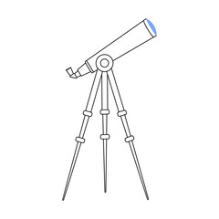 Poster - Space telescope semi flat color vector object. Equipment for studying astronomy. Investigative tool. Full sized item on white. Simple cartoon style illustration for web graphic design and animation